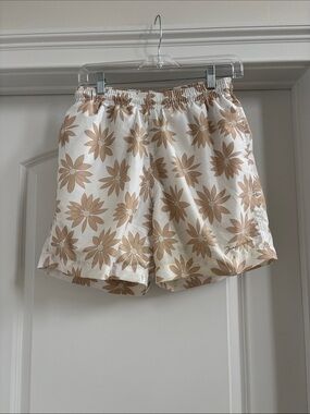 Jacquemus Men's Cream Swim Trunks with Tan Daisy Print